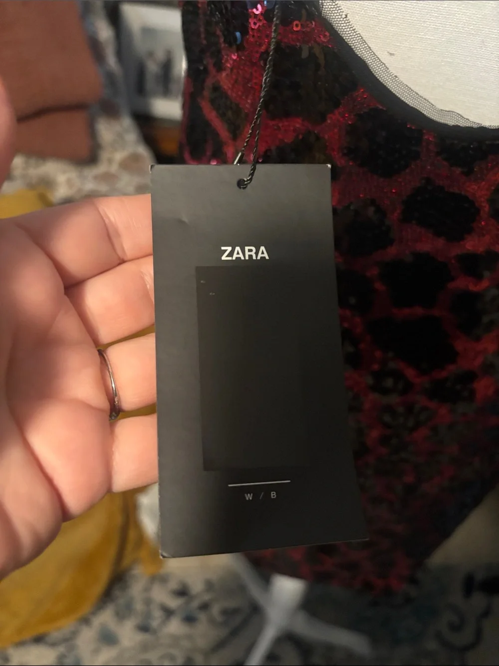 Zara Red & Black Sequin Leopard Slip Dress